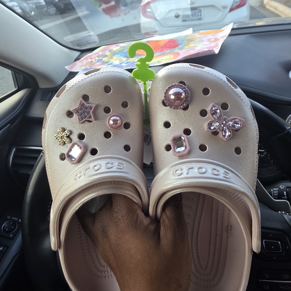Boho CROCS Kids Clogs - Light Pink with Charms